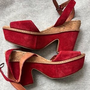 Size 8 red suede platform Leifnotes heels from Anthropologie